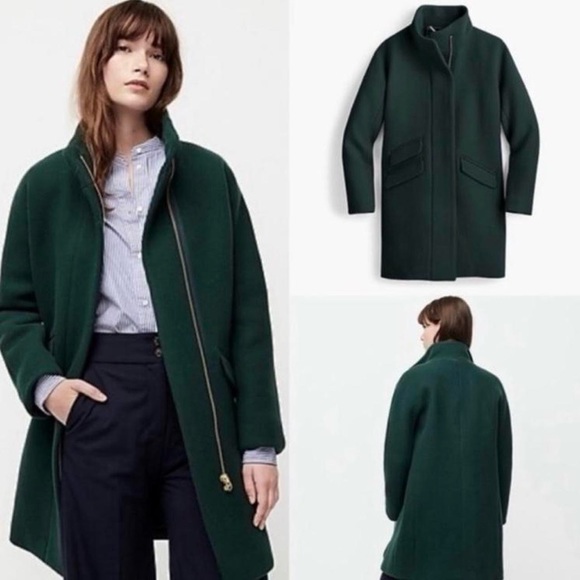 J Crew Stadium Wool Cocoon Coat Forest Green 10 - Picture 9 of 12